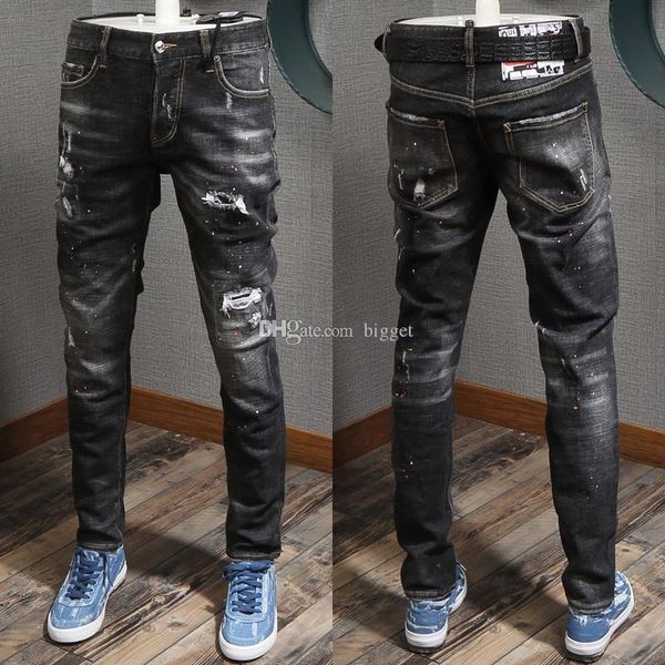 black damage jeans men popular denim pants pencil leg cowboy trousers nice quality slim fit, Blue
black damage jeans men popular denim pants pencil leg cowboy trousers nice quality slim fit, Blue
