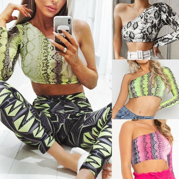 fashion women skew collar single shoulder snakeskin print crop summer bra slim fit short tees t-shirts, White
fashion women skew collar single shoulder snakeskin print crop summer bra slim fit short tees t-shirts, White