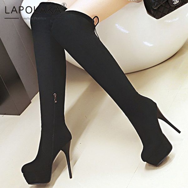 lapolaka over the knee thin high heels boots women round toe zip party prom shoes ladies high platform boots size 34-43, Black
lapolaka over the knee thin high heels boots women round toe zip party prom shoes ladies high platform boots size 34-43, Black