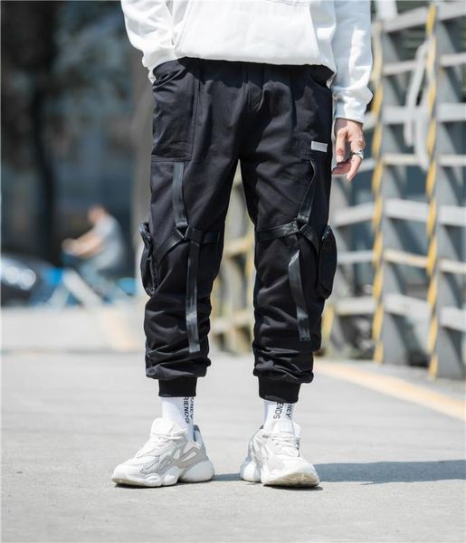 men casual streetwear tactical ribbon cargo pants hip hop trendy youth baggy pants men's jogger trousers, Black
men casual streetwear tactical ribbon cargo pants hip hop trendy youth baggy pants men's jogger trousers, Black