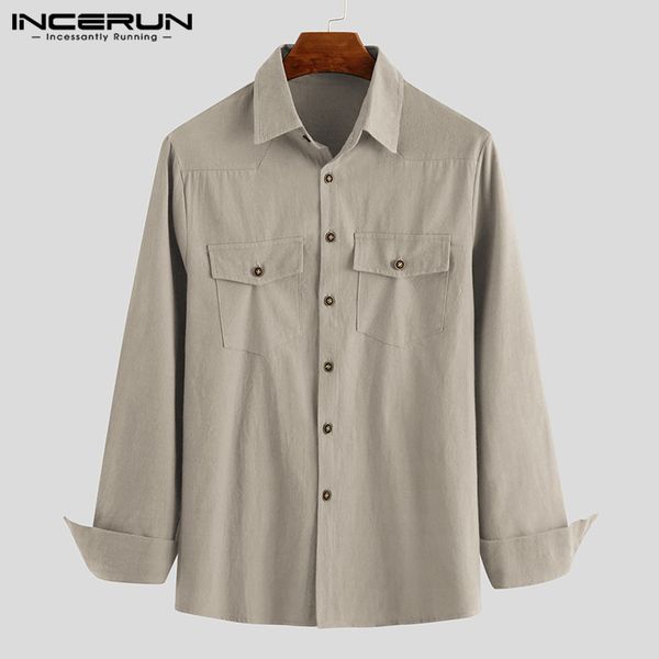 incerun fashion men brand casual shirt long sleeve solid color pockets streetwear blouse leisure korean cotton mens shirts 2020, White;black
incerun fashion men brand casual shirt long sleeve solid color pockets streetwear blouse leisure korean cotton mens shirts 2020, White;black