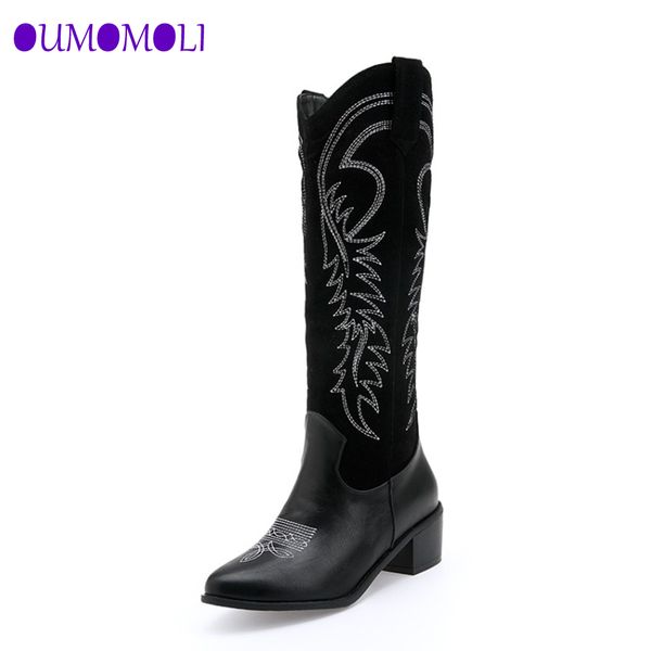 western cowboy boots for women pointy toe cowgirl boots square heels knee high retro women shoes 2019 new womens, Black
western cowboy boots for women pointy toe cowgirl boots square heels knee high retro women shoes 2019 new womens, Black