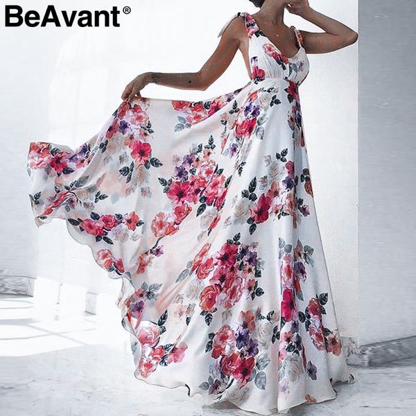BeAvant Sexy backless print maxi dress women Strap zipper summer dress 2019 V neck plus size floral beach long vestidos
BeAvant Sexy backless print maxi dress women Strap zipper summer dress 2019 V neck plus size floral beach long vestidos