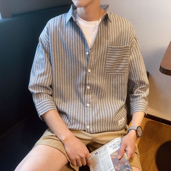 men's casual shirts shirt men summer clothing korean fashion striped short-sleeved, White;black
men's casual shirts shirt men summer clothing korean fashion striped short-sleeved, White;black