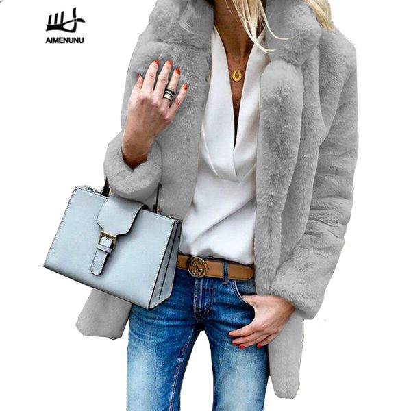 aimenunu women plus size colored casual faux fur coat ladies 2018 autumn winter elegant pink warm soft outwear oversize jacket, Black
aimenunu women plus size colored casual faux fur coat ladies 2018 autumn winter elegant pink warm soft outwear oversize jacket, Black