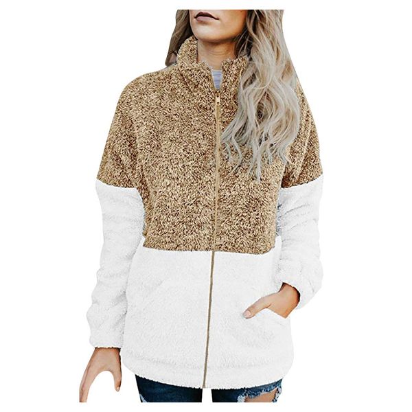 contrast plush jackets coats women nice autumn winter warm cardigan casual loose coat woman zipper full sleeve pockets coats, Black;white
contrast plush jackets coats women nice autumn winter warm cardigan casual loose coat woman zipper full sleeve pockets coats, Black;white