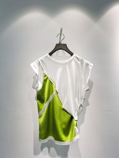 women t-shirt 2020 spring and summer new fake two-piece stitching sleeveless lace edge t-shirt women, White
women t-shirt 2020 spring and summer new fake two-piece stitching sleeveless lace edge t-shirt women, White