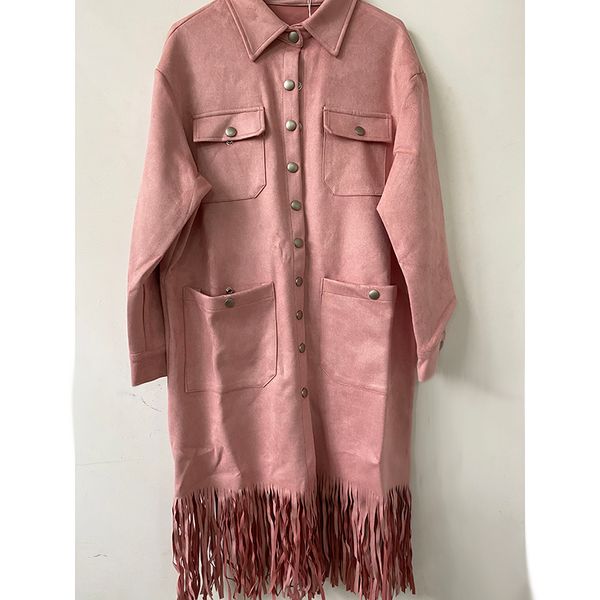 2020 new korean full solid tassel spliced spring coat women mandarin collar single breasted pink coat, Black
2020 new korean full solid tassel spliced spring coat women mandarin collar single breasted pink coat, Black