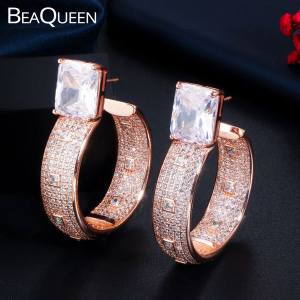 beaqueen new big princess cut cubic zircon micro paved cz crystal wide circle round hoop earrings rose gold color jewelry e384, Golden;silver
beaqueen new big princess cut cubic zircon micro paved cz crystal wide circle round hoop earrings rose gold color jewelry e384, Golden;silver
