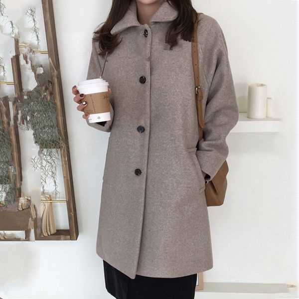 2019 new korean version woolen coat female large size thickening autumn winter student single-breasted woolen coat cc1360, Black
2019 new korean version woolen coat female large size thickening autumn winter student single-breasted woolen coat cc1360, Black