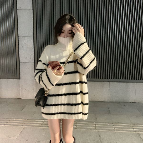 lazy wind fashion striped sweaters women autumn winter turtleneck white black knitted pullover female elegant chic loose jumper
lazy wind fashion striped sweaters women autumn winter turtleneck white black knitted pullover female elegant chic loose jumper