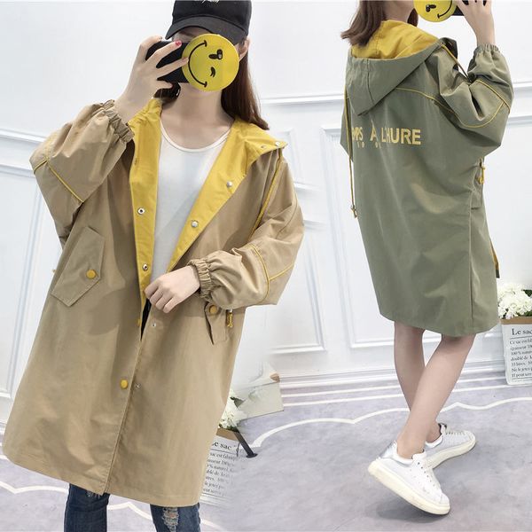2019 spring autumn new korean long section harajuku style bf trench coats female students loose hooded windbreaker women outwear, Tan;black
2019 spring autumn new korean long section harajuku style bf trench coats female students loose hooded windbreaker women outwear, Tan;black