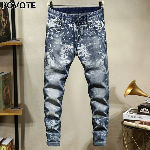 povote brand jeans retro nostalgic straight pants skull pattern men's jeans pants motorcycle trend design, Blue
povote brand jeans retro nostalgic straight pants skull pattern men's jeans pants motorcycle trend design, Blue