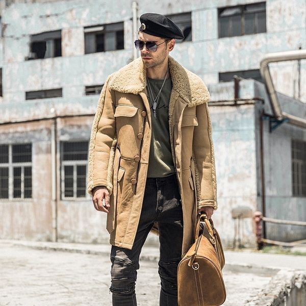 мужские runway natural shearling mid long coat belted хаки real овечьей шерсти меха шинель зима теплая куртка из натуральной кожи, Black
мужские runway natural shearling mid long coat belted хаки real овечьей шерсти меха шинель зима теплая куртка из натуральной кожи, Black