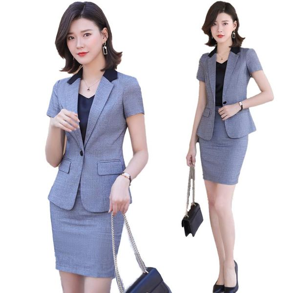 summer ladies grey blazer women business suits with skirt and jacket sets short sleeve work wear uniforms blazer skirt suit set, White;black
summer ladies grey blazer women business suits with skirt and jacket sets short sleeve work wear uniforms blazer skirt suit set, White;black