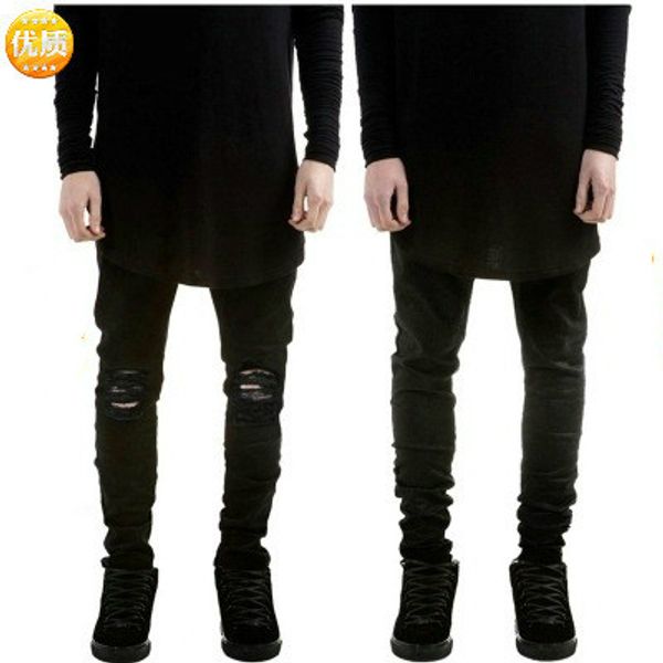 2019 fashion streetwear men's jeans vintage black color skinny destroyed ripped male broken slim homme hip hop denim pants, Blue 
2019 fashion streetwear men's jeans vintage black color skinny destroyed ripped male broken slim homme hip hop denim pants, Blue