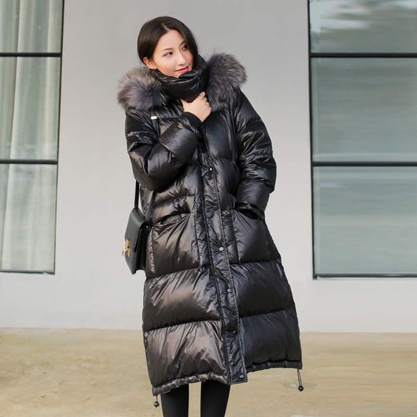 white duck down jacket coat women new hoodies fur collar thicken winter women coat loose long parkas down jacket c5751, Black
white duck down jacket coat women new hoodies fur collar thicken winter women coat loose long parkas down jacket c5751, Black
