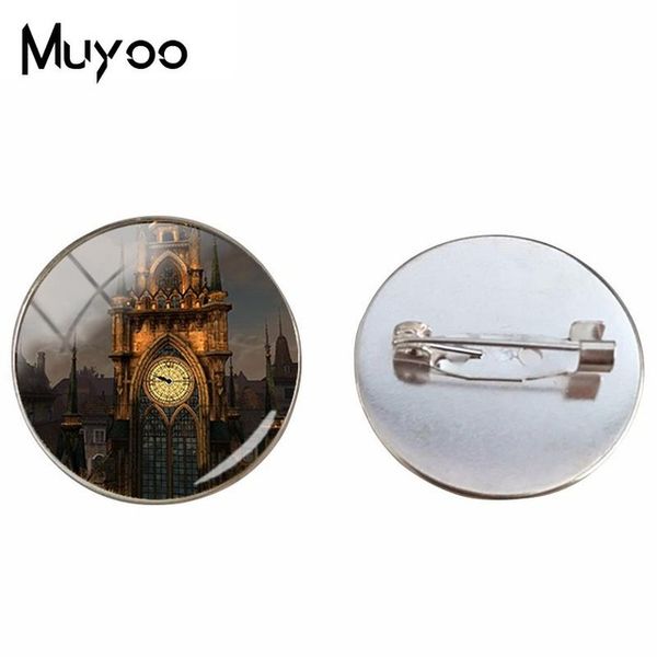 2019 new vintage clock tower brooches art handmade brooch silver glass cabochon jewelry round p pin high quality, Gray
2019 new vintage clock tower brooches art handmade brooch silver glass cabochon jewelry round p pin high quality, Gray