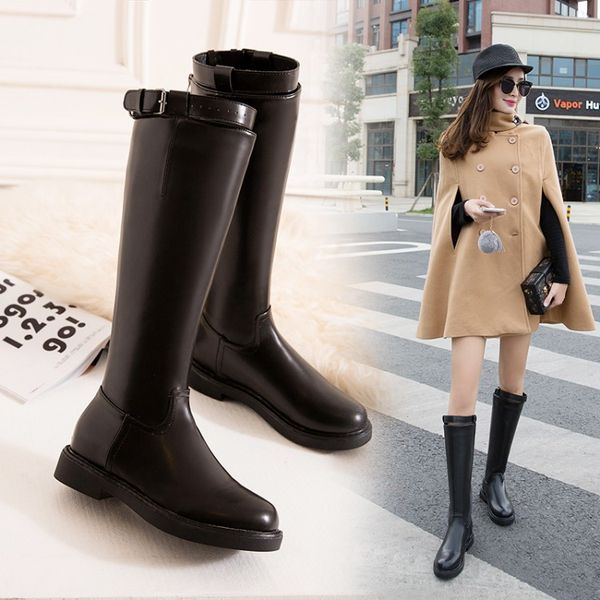 2019 autumn and winter women's shoes new fashion wild british wind women's boots comfortable flat student high boots, Black
2019 autumn and winter women's shoes new fashion wild british wind women's boots comfortable flat student high boots, Black