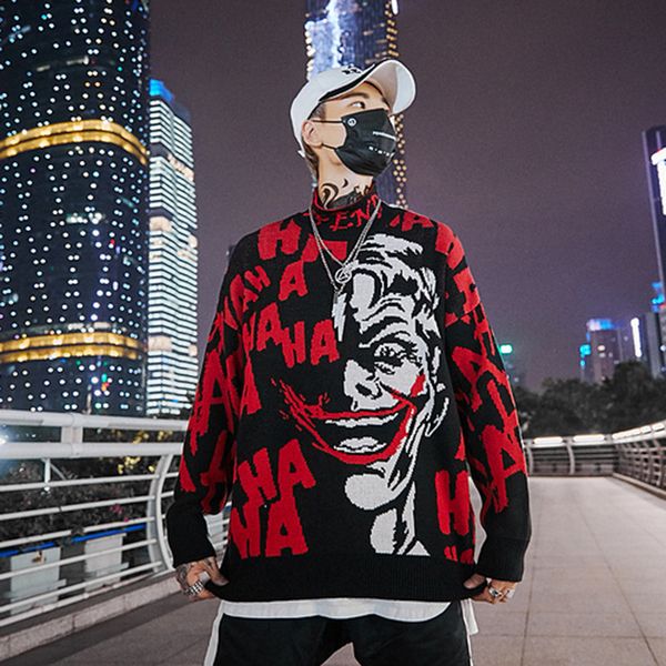 knitted turtleneck sweaters men fashion pullover parody clown hip-hop sweater oversize 2018 autumn male fashion knitwear, White;black
knitted turtleneck sweaters men fashion pullover parody clown hip-hop sweater oversize 2018 autumn male fashion knitwear, White;black