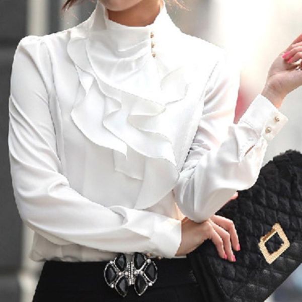fashion women's shirt stand collar long sleeves lace patchwork ruffles lace up elegant casual jumpsuit blouse, White
fashion women's shirt stand collar long sleeves lace patchwork ruffles lace up elegant casual jumpsuit blouse, White