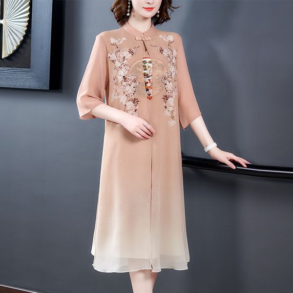 middle-aged women's spring and summer thin chiffon skirt large-size sleeve mom dress, Black;gray
middle-aged women's spring and summer thin chiffon skirt large-size sleeve mom dress, Black;gray