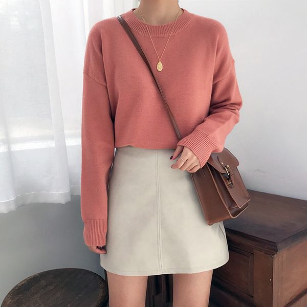new school girls sweater cotton vintage solid color sweater loose round neck knit sweet candy color female, White;black
new school girls sweater cotton vintage solid color sweater loose round neck knit sweet candy color female, White;black