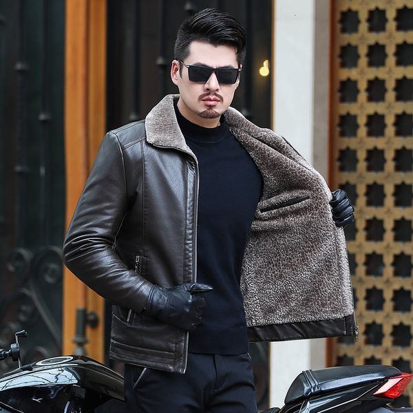 closure zipper for men leather jacket autumn winter warm fur lining lapel leather outerwear layer eraser, Black
closure zipper for men leather jacket autumn winter warm fur lining lapel leather outerwear layer eraser, Black