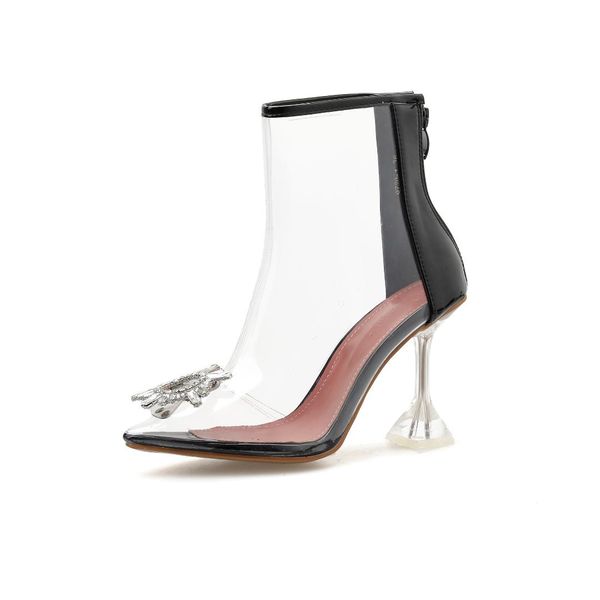 cjdly autumn transparent clear pvc women ankle boots pointed toe high heels spring zipper rhinestone boots, Black
cjdly autumn transparent clear pvc women ankle boots pointed toe high heels spring zipper rhinestone boots, Black