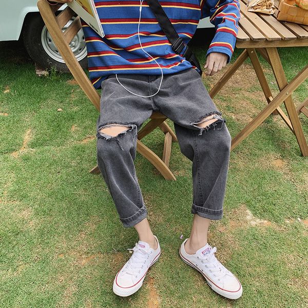 hong kong style 2020 fashion retro jeans men brand autumn knee hole loose trendy korean street wild straight ankle length pants, Blue
hong kong style 2020 fashion retro jeans men brand autumn knee hole loose trendy korean street wild straight ankle length pants, Blue