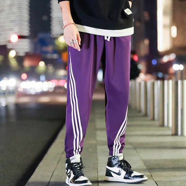 mens solid side stripes drawstring loose pencil pants autumn sports full length male designer casual clothing, Black
mens solid side stripes drawstring loose pencil pants autumn sports full length male designer casual clothing, Black