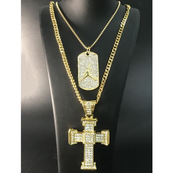 hip hop men's fashion gold stainless steel basketball & cross necklace men's hip hop necklace combination, Silver
hip hop men's fashion gold stainless steel basketball & cross necklace men's hip hop necklace combination, Silver