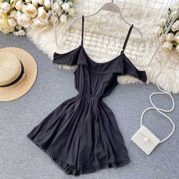summer women's jumpsuit straps off-the-shoulder cutout short wide-leg pants, Black;white
summer women's jumpsuit straps off-the-shoulder cutout short wide-leg pants, Black;white