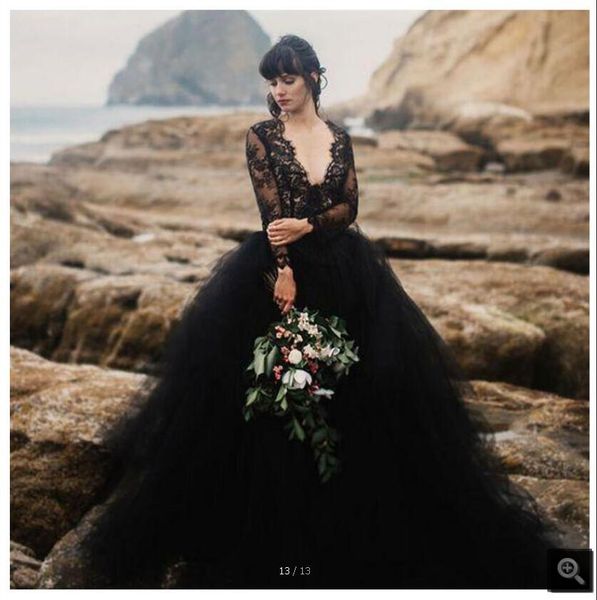 2020 new arrival black wedding dresses lace tulle vestido de noiva bride dress deep v neck long sleeve wedding dresses sale, White
2020 new arrival black wedding dresses lace tulle vestido de noiva bride dress deep v neck long sleeve wedding dresses sale, White