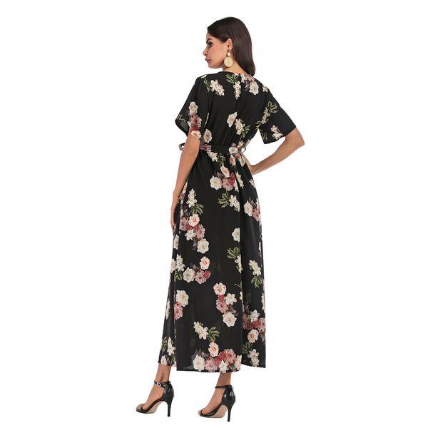 versatile sleeve european and american women style chiffon show thin floral skirt knee length casual dress, Black;gray
versatile sleeve european and american women style chiffon show thin floral skirt knee length casual dress, Black;gray
