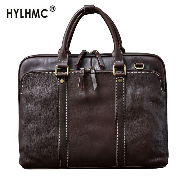 retro handmade genuine leather men's handbags 15.6" horizontal cowhide lapbag business high-end briefcase male schoolbag
retro handmade genuine leather men's handbags 15.6" horizontal cowhide lapbag business high-end briefcase male schoolbag