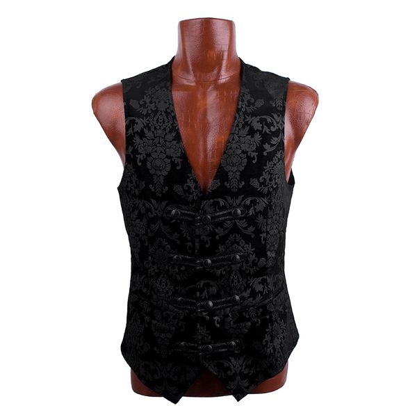 steampunk blue black v-neck men's vest visual fashion printing buttons slim jacket waistcoats, Black;white 
steampunk blue black v-neck men's vest visual fashion printing buttons slim jacket waistcoats, Black;white
