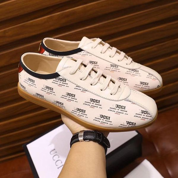 new luxury men shoes letter comfortable black white shoes real leather sneaker mens casual shoes size 38-45