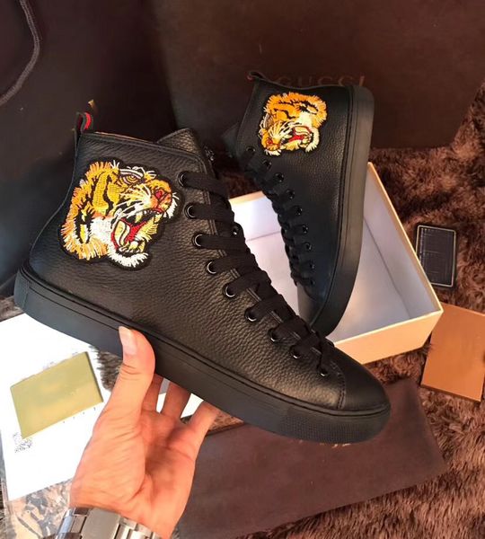 men women designer sneakers high tiger dragon sneaker printed leather shoes sneakers luxury dress casual shoes boots chaussures, Black 
men women designer sneakers high tiger dragon sneaker printed leather shoes sneakers luxury dress casual shoes boots chaussures, Black