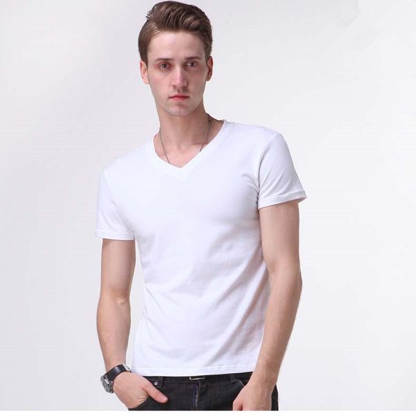 2019 summer new arrival men's short-sleeved t-shirt tide male korean solid pure white cotton v-neck tight from ing, White;black
2019 summer new arrival men's short-sleeved t-shirt tide male korean solid pure white cotton v-neck tight from ing, White;black