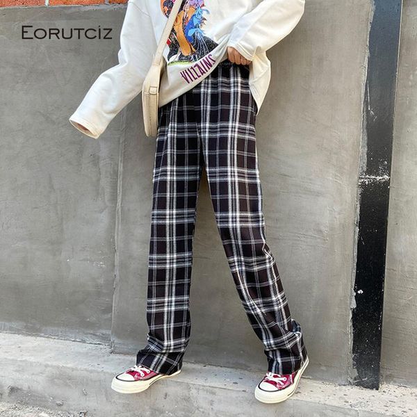 eorutciz spring plaid trousers women high waist casual wide leg pants female streetwear vinatge loose trousers lm726, Black;white
eorutciz spring plaid trousers women high waist casual wide leg pants female streetwear vinatge loose trousers lm726, Black;white