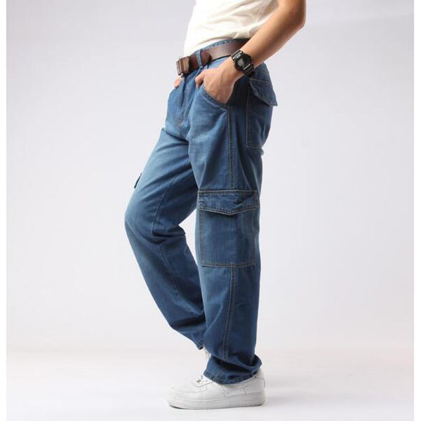 men jeans straight cargo trousers casual overalls mens fashion loose seasons men's jeans size 36-44 46, Blue
men jeans straight cargo trousers casual overalls mens fashion loose seasons men's jeans size 36-44 46, Blue