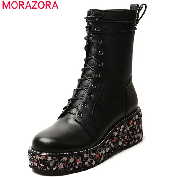 morazora 2020 new fashion wedges platform boots women genuine leather shoes lace up round toe flower punk ankle boots female, Black
morazora 2020 new fashion wedges platform boots women genuine leather shoes lace up round toe flower punk ankle boots female, Black