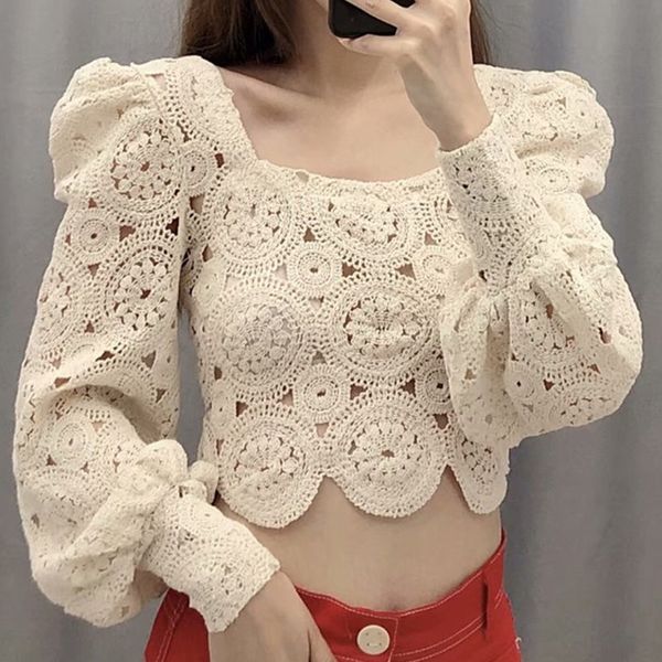 designer crochet women stretchy crop knits 2019 early autumn fashion crew neck long lantern sleeve hollow out party blouse events knitwwear, White
designer crochet women stretchy crop knits 2019 early autumn fashion crew neck long lantern sleeve hollow out party blouse events knitwwear, White