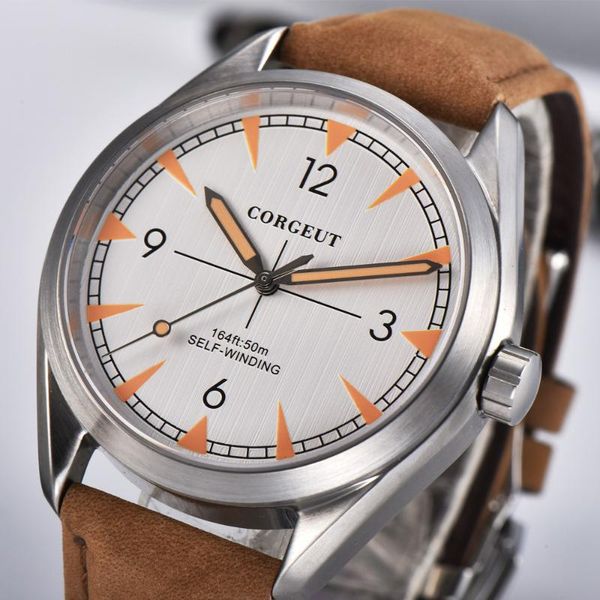 corgeut 41mm automatic mechanical watch men casual leather strap luminous waterproof business wristwatch men, Slivery;brown
corgeut 41mm automatic mechanical watch men casual leather strap luminous waterproof business wristwatch men, Slivery;brown