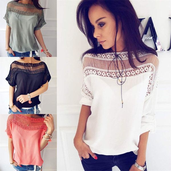 designer women blouse summer women casual blouse short sleeve crew neck lace shirt ladies fashion summer clothes, White
designer women blouse summer women casual blouse short sleeve crew neck lace shirt ladies fashion summer clothes, White