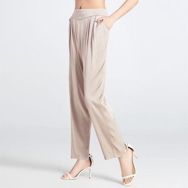 100% mulberry silk pants elastic high waist ankle-length pants trousers women summer thin classical loose haren 1903166, Black;white
100% mulberry silk pants elastic high waist ankle-length pants trousers women summer thin classical loose haren 1903166, Black;white