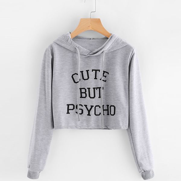 women short hoodies autumn casual long sleeve hooded pullover slogan print hoodie short sweatshirt, Black
women short hoodies autumn casual long sleeve hooded pullover slogan print hoodie short sweatshirt, Black