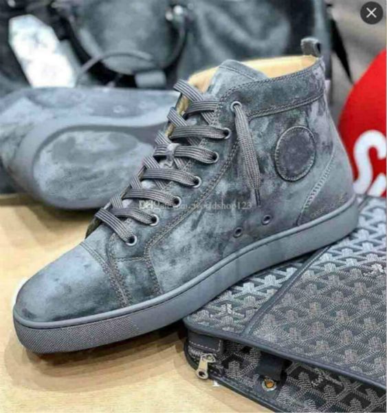 grey/blue suede genuine leather sneakers shoes high famous red bottom sneaker shoes men women causal party dress wedding, Black
grey/blue suede genuine leather sneakers shoes high famous red bottom sneaker shoes men women causal party dress wedding, Black