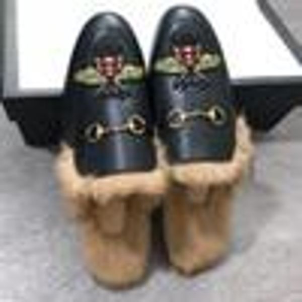 women's mules flats fur slippers princetown fashion chain ladies casual shoes women men loafers muller slipper bee shoes with box, Black
women's mules flats fur slippers princetown fashion chain ladies casual shoes women men loafers muller slipper bee shoes with box, Black